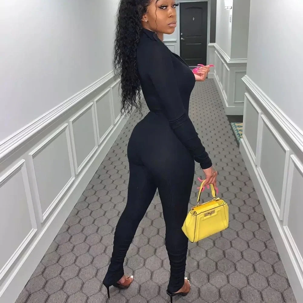LARGE ⚡️BRAND NEW/ Ribbed slim-fit body-con jumpsuit - Picture 8 of 9